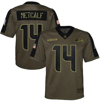 youth nike dk metcalf olive seattle seahawks 2021 salute to